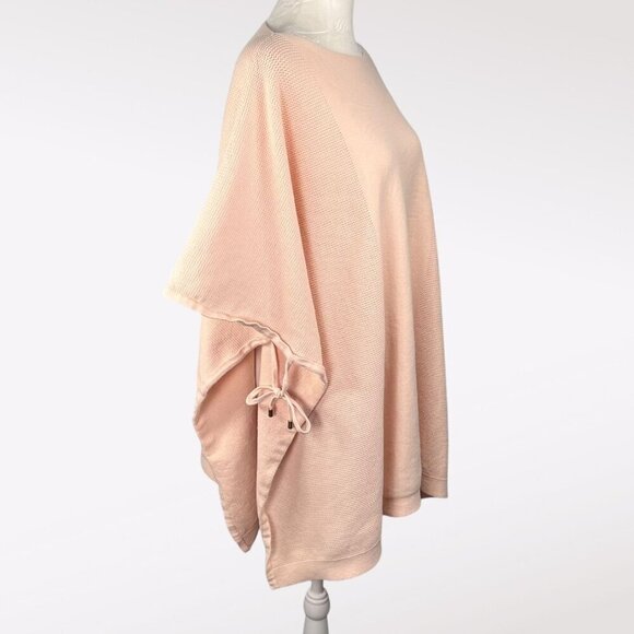 Donna Karan Blush Pink Knit Sweater Poncho Side Tie Medium Large - Picture 7 of 11